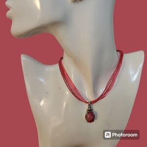 VTG Oval RHODOCHROSITE Stainless Steel Pendant